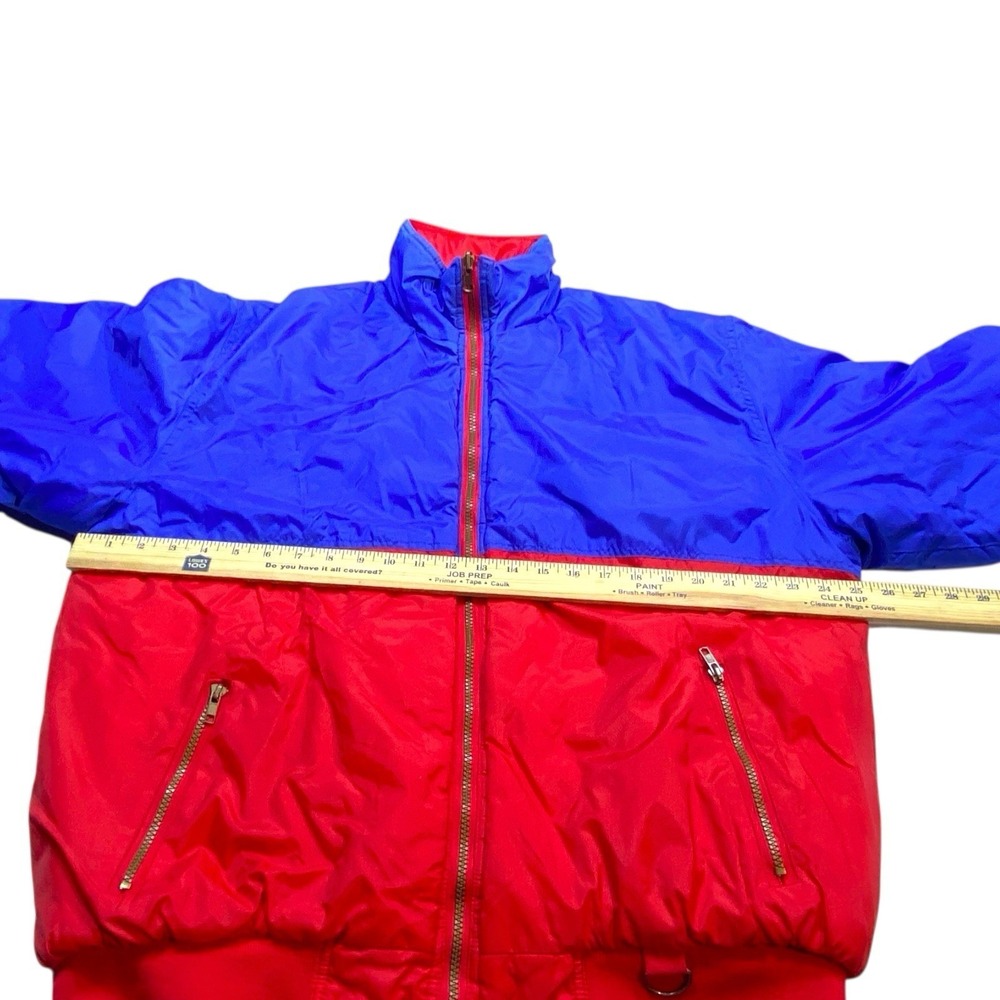 VTG 90s Brittania Bomber Jacket Puffer Men's XL Red Blue Puffy Retro Full Zip - Picture 10 of 11